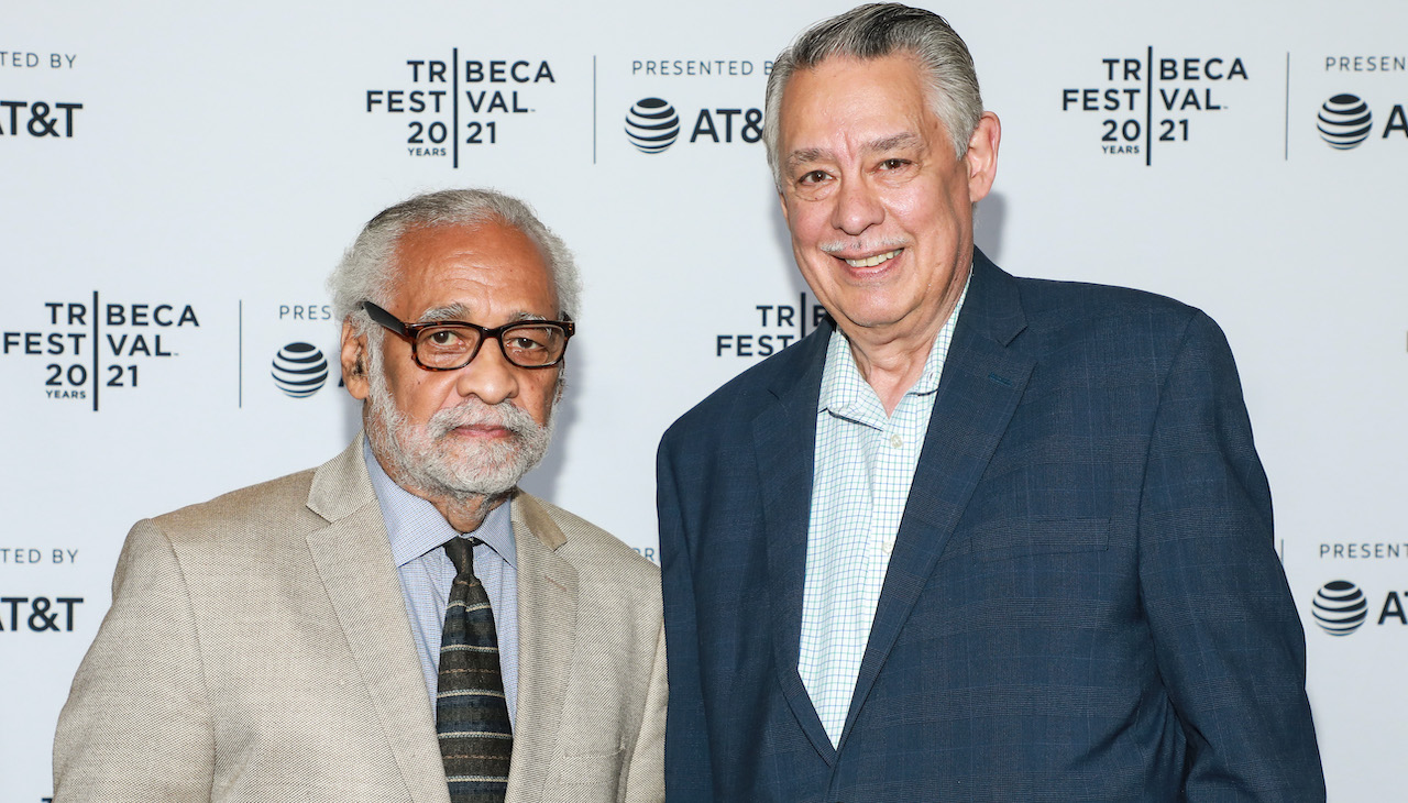 Young Lord alums Hiram Maristany (left) and Juan Gonzalez (right). Photo: Jason Mendez/Getty Images for Tribeca Festival.