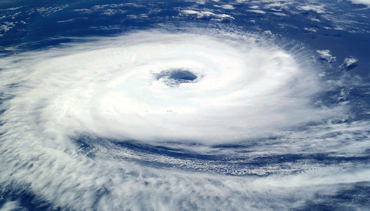 Satellite image of a hurricane. 