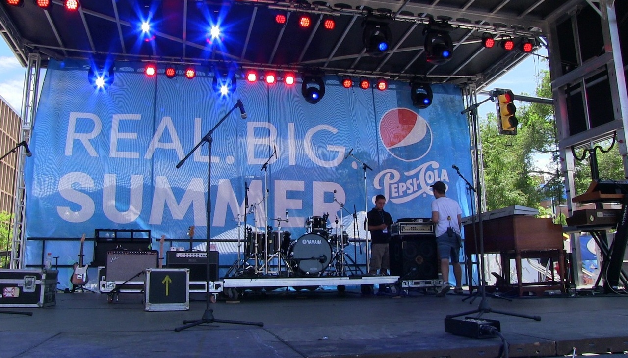 Stage with a Pepsi event.