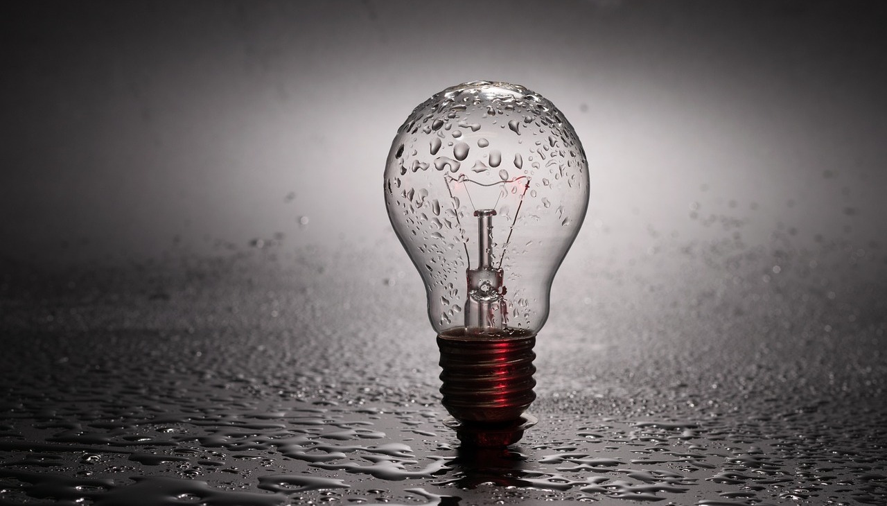 electric bulb cover with water drops. 