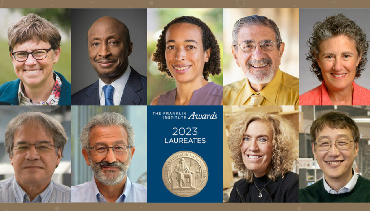 The nine Franklin Institute Awards Laureates. Photo courtesy of the Franklin Institute.