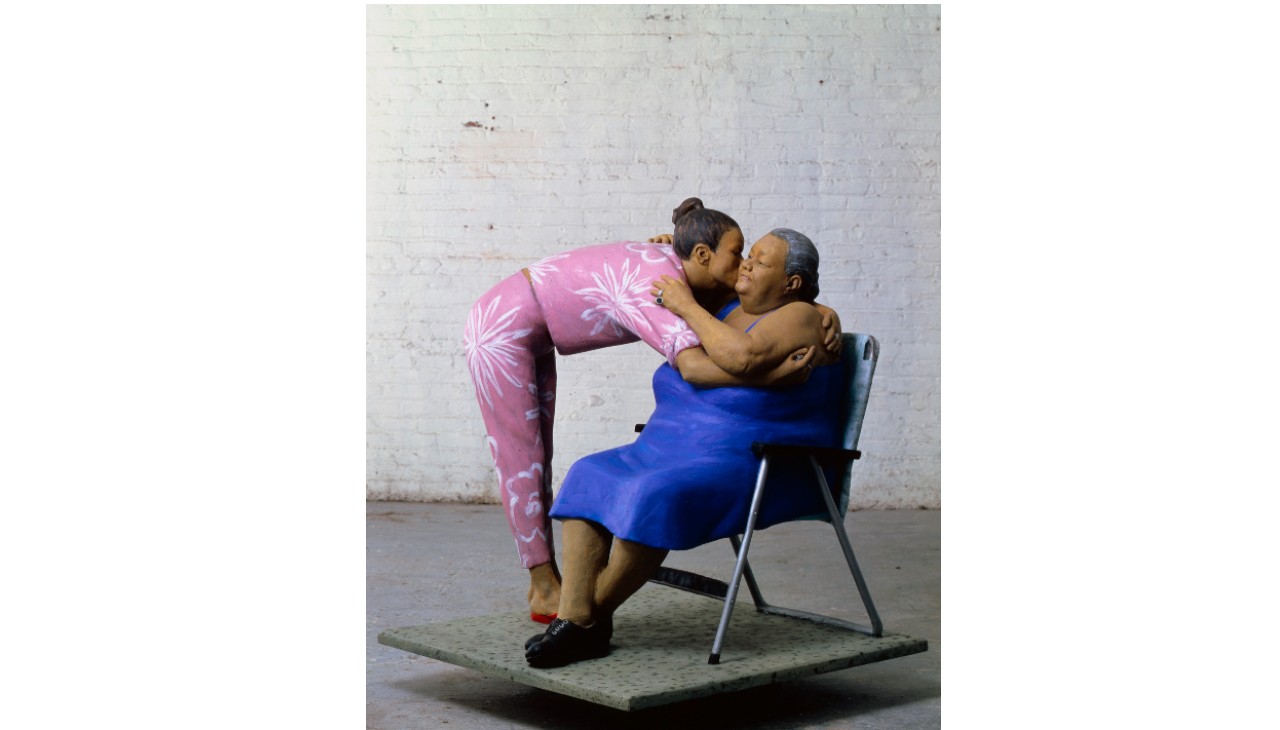 John Ahearn and Rigoberto Torres, Maria Greeting Her Mother, 1987, oil on cast fiberglass. Courtesy of the artists.