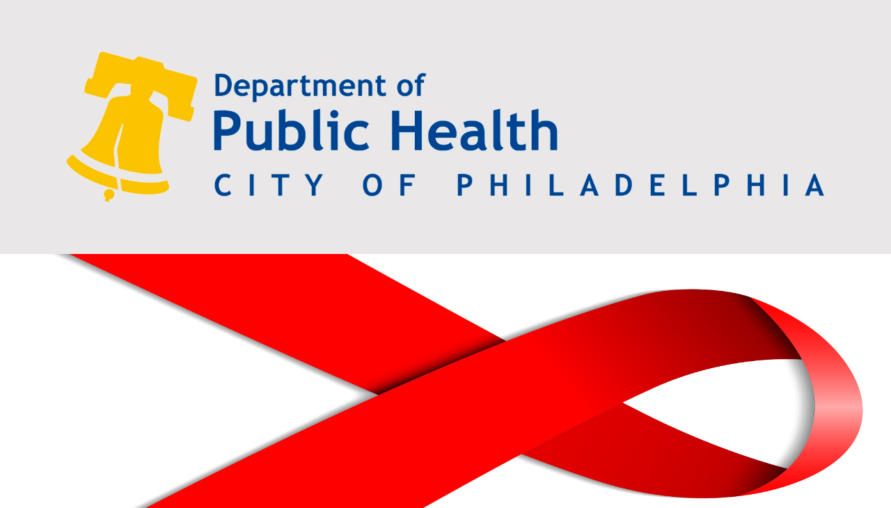 Department of Public Health logo and HIV awareness ribbon. Photo credit: Philadelphia Department of Health and World Aids Day