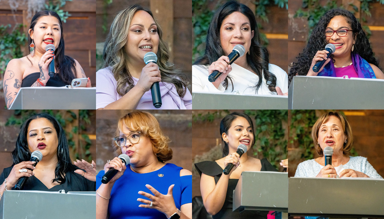 Clockwise: Erika Guadalupe Núñez, Michelle Lopez, Ana Omana, Gabriela Watson Burkett, Sara Manzano-Diaz, Joy Huertas, Johanny Cepeda-Freytiz, Rosalind Pichardo. Photo: Peter Fitzpatrick/AL DÍA News.