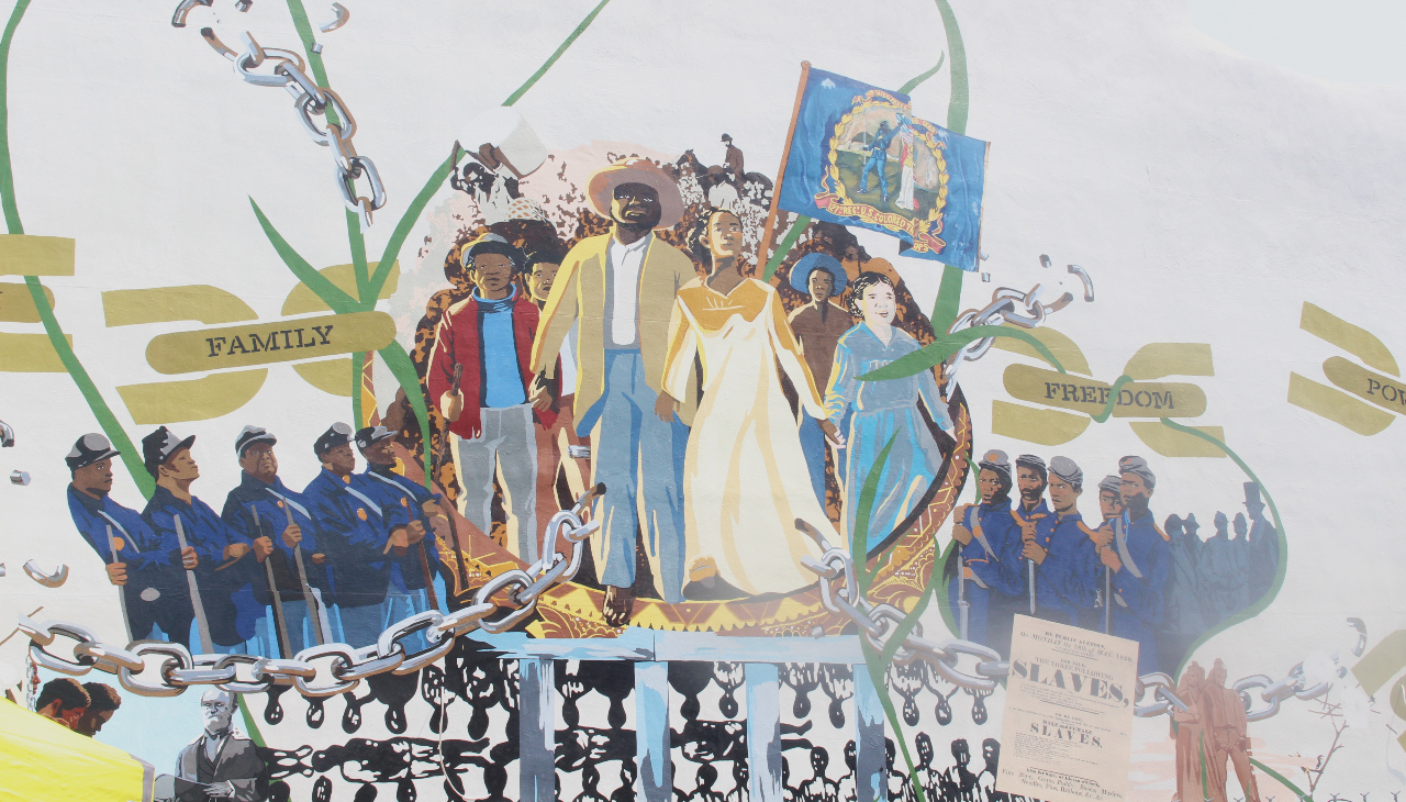 The new Juneteenth mural is located on the 6200 block of Germantown Avenue. Photo: Jensen Toussaint/AL DÍA News.