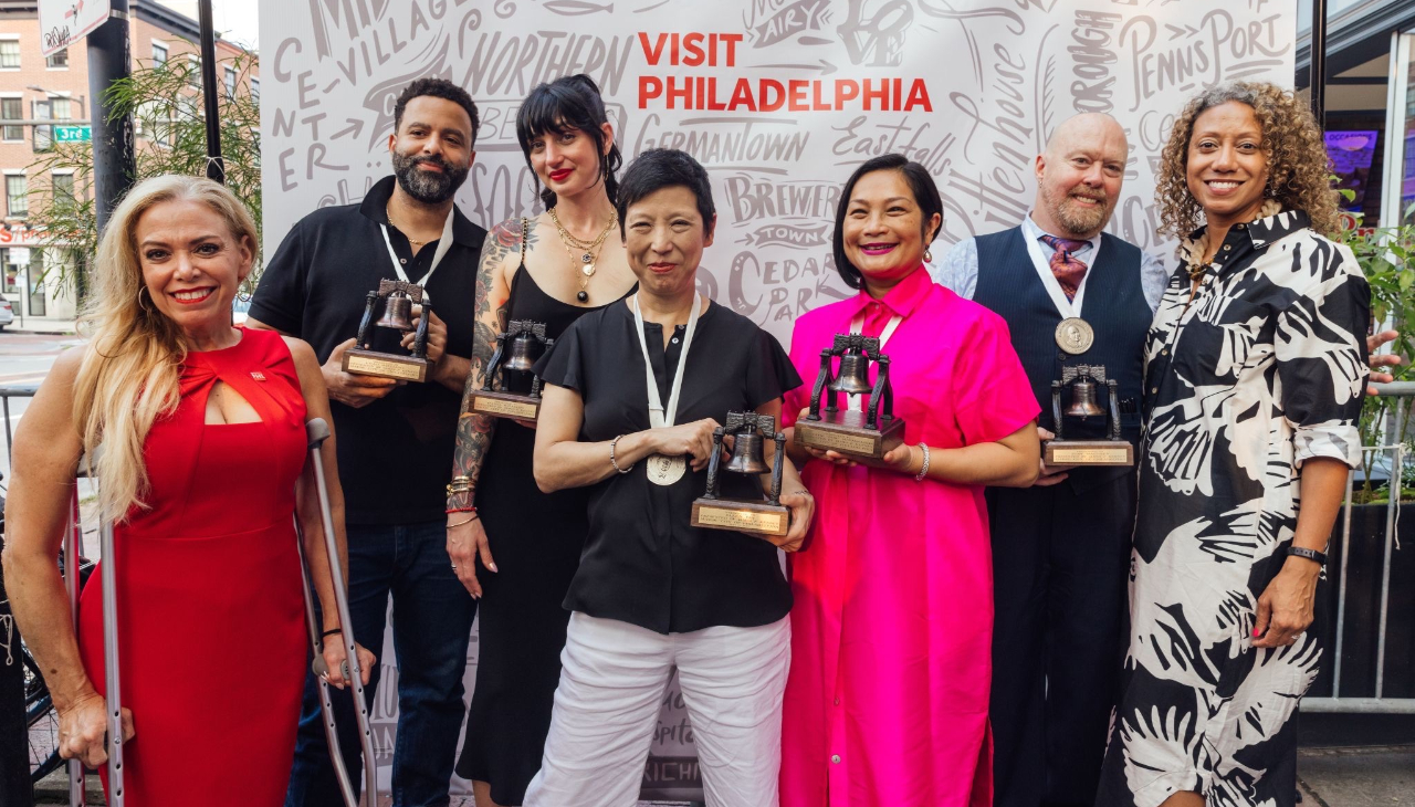 2023 James Beard Award winners with Visit Philadelphia President & CEO Angela Val (far right) and City Representative Sheila Hess (far left). Photo Courtesy of Visit Philadelphia. 