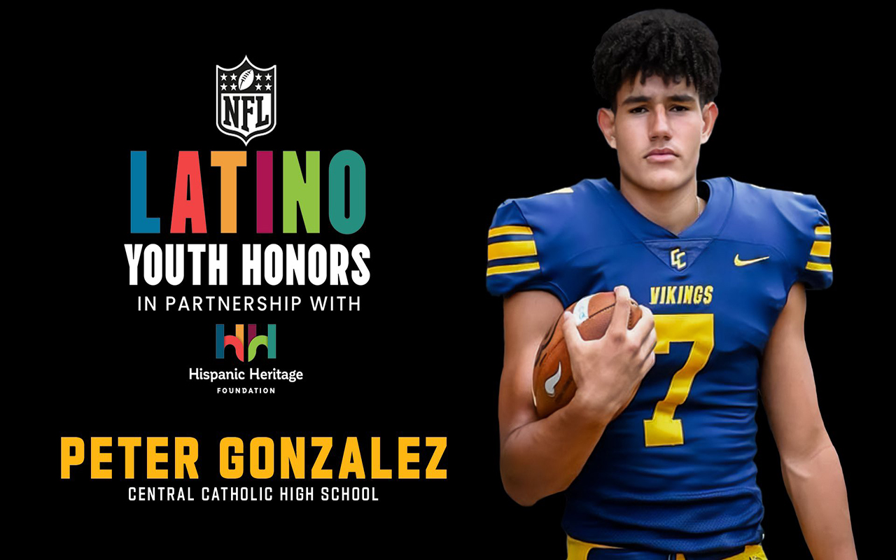 Peter Gonzalez, a standout football player at Central Catholic High School in Pittsburgh, won the inaugural NFL Latino Youth Honors.