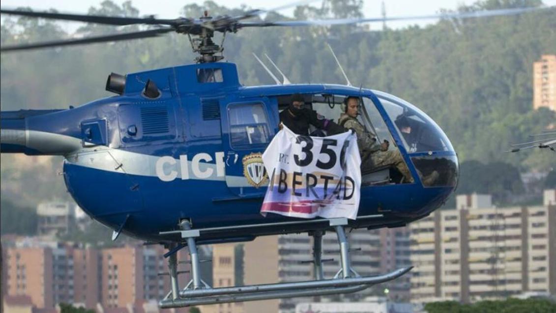 Un helicóptero de la Policía de Investigación (CICPC) sobrevoló el día de ayer a la ciudad de Caracas, abriendo fuego contra el Ministerio de Interior y el Tribunal Supremo de Justicia. Fuente: http://www.lavanguardia.com/
