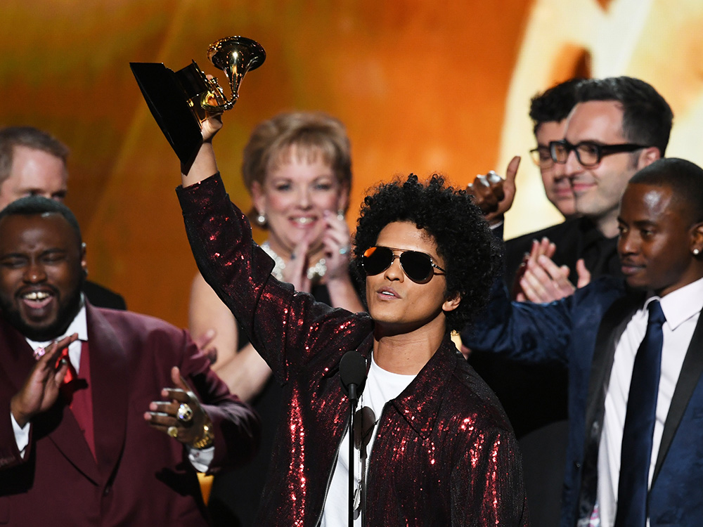 Bruno Mars, Grammys 2018. Photograph saved from National Post. 