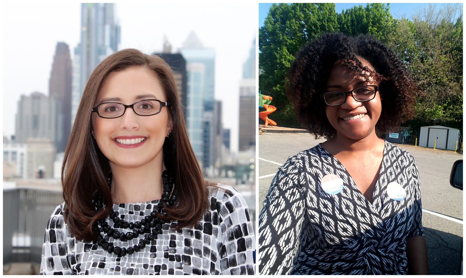 Amy Eusebio (right) officially takes over from Miriam Enriquez (left) as Executive Director of the Office of Immigrant Affairs on September 30. Photos: Mayor's Office of Philadelphia.