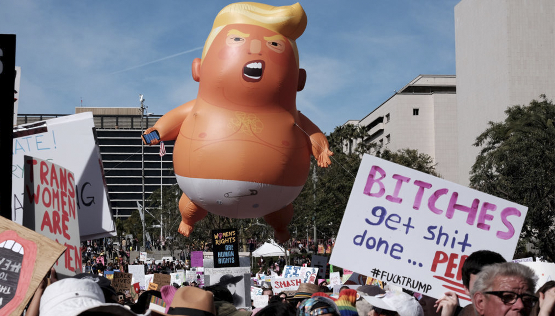 Donald Trump's "balloon" at the 4th Annual Los Angeles Women's March. Photo by Sarah Morris/Getty Images.
