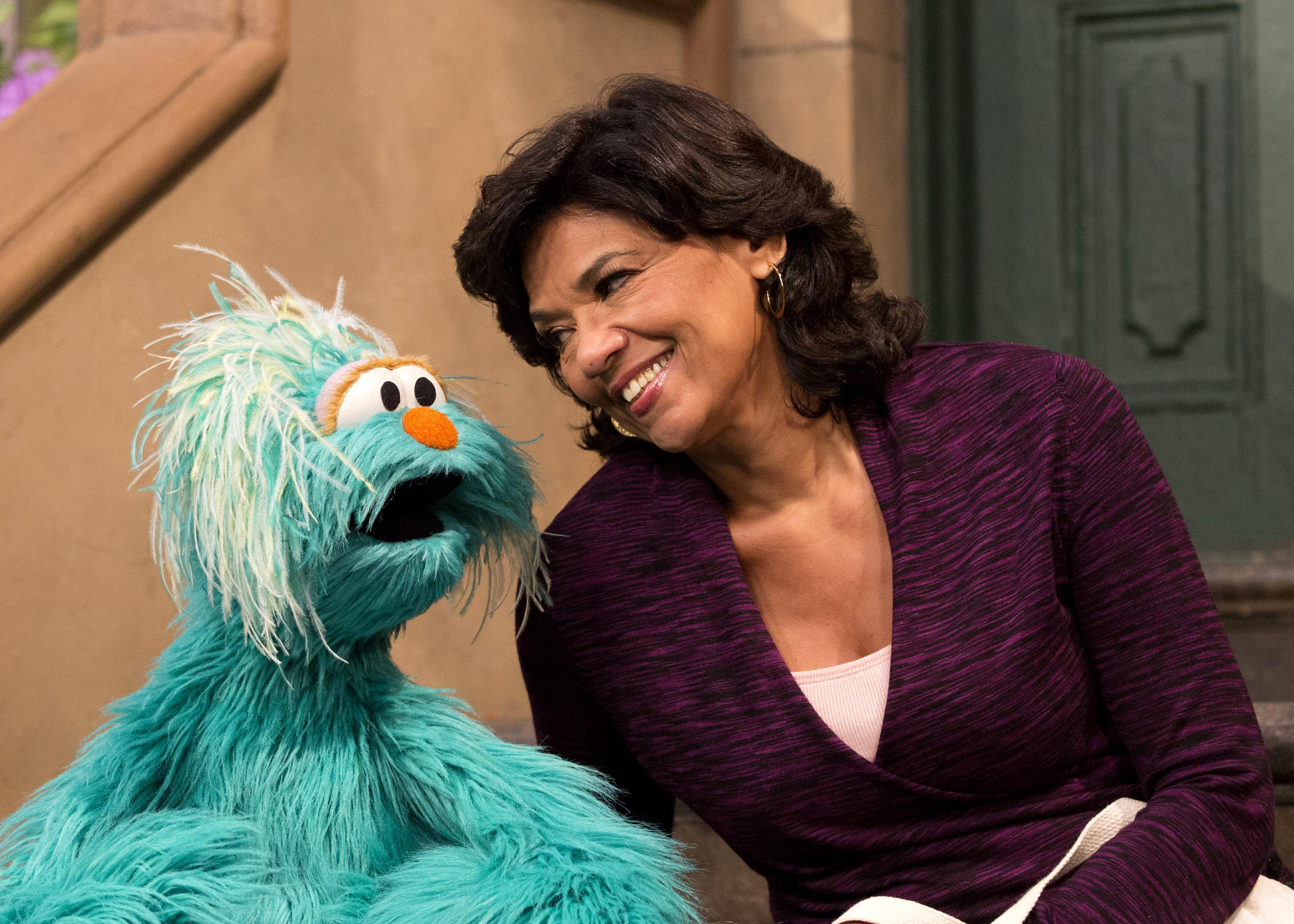 Rosita, the bilingual Mexican Muppet, and her human Puerto Rican friend, Maria Rodriguez. All rights reserved to The Jim Henson Company/Muppets Incorporated. 