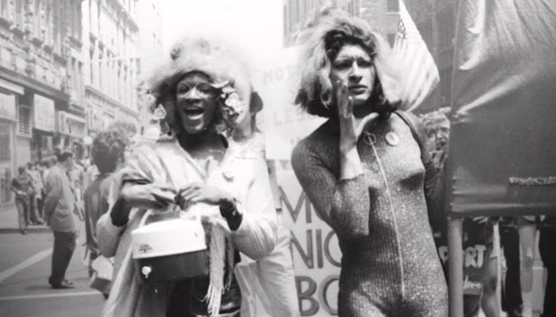 Marsha P. Johnson (left) and Sylvia Rivera march in New York City in 1973.Photo courtesy of Netflix