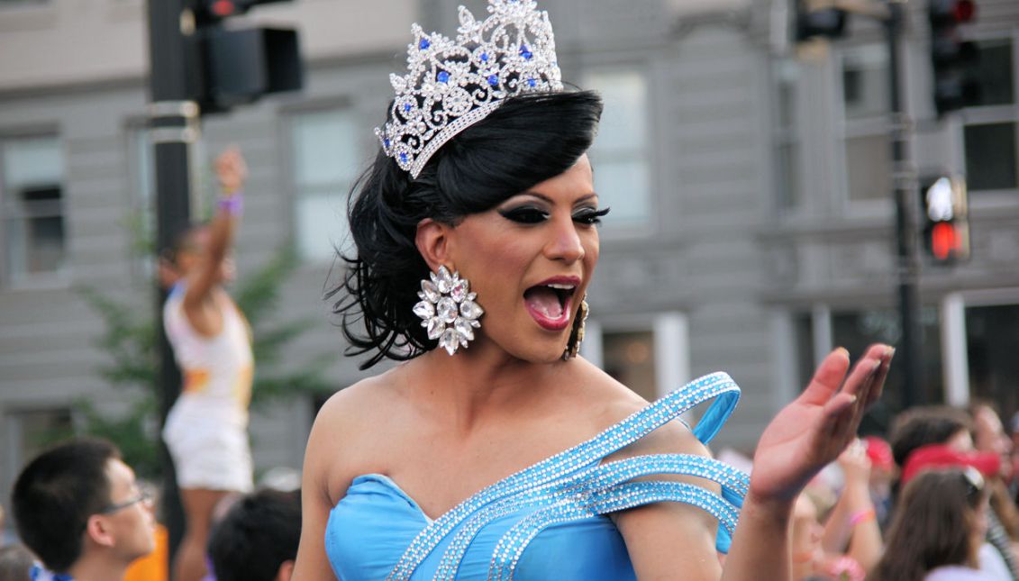 The Latina/Latino contingent is one of the largest at Capital Pride. Many Latinos dress in drag and ride on a float and in cars. Gay Festival in Washington DC. 2011
